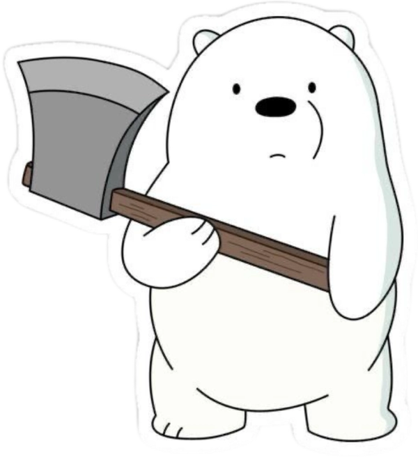 sticker ice bean cầm rìu