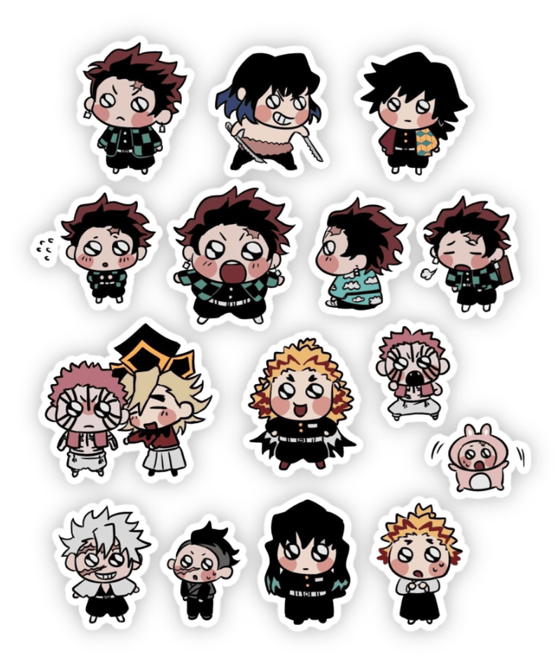 sticker kimetsu no yaiba anime chibi