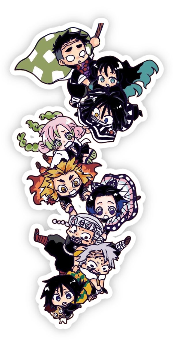 sticker kimetsu no yaiba cute chibi