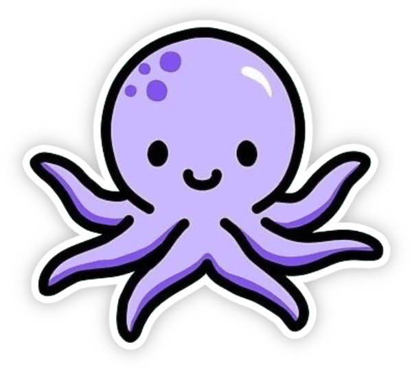 sticker màu tím chibi hoạt hình đáng yêu