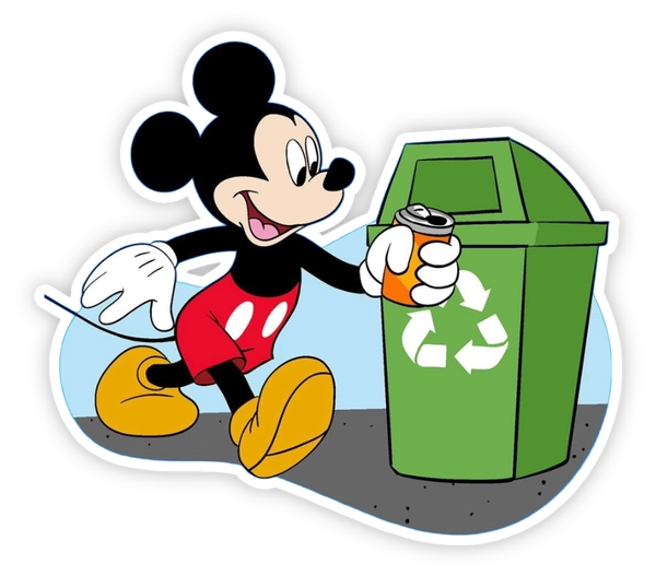 sticker mickey mouse vứt rác