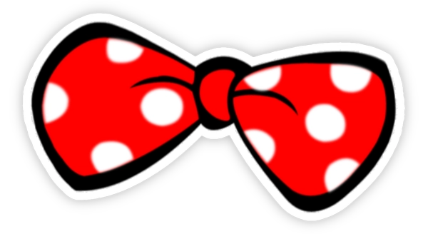 sticker nơ chấm bi đỏ