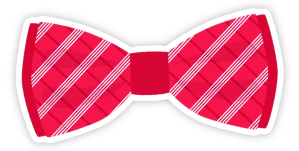 sticker nơ kẻ đỏ