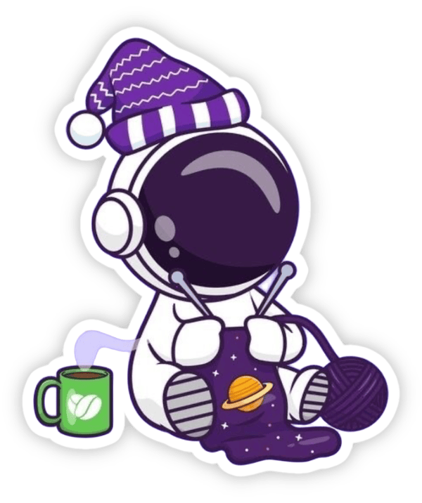 sticker phi hành gia bay trong vũ trụ