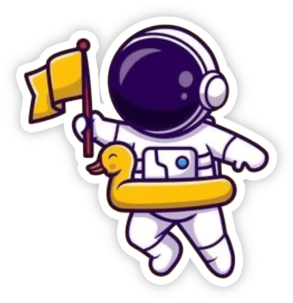sticker phi hành gia dễ thương màu pastel