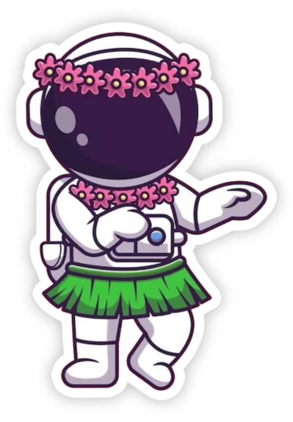 sticker phi hành gia màu trắng