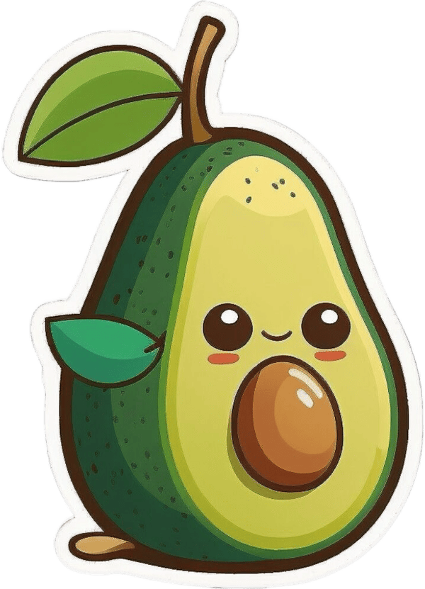 sticker quả bơ kawaii