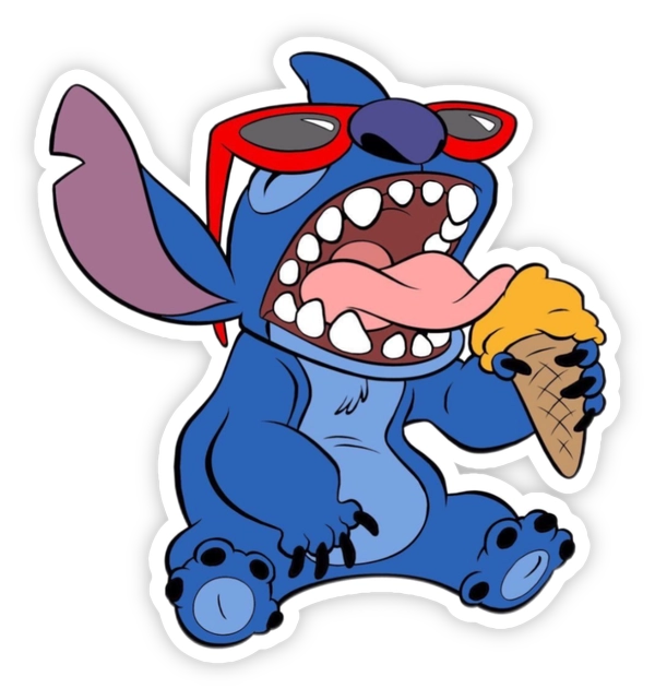 sticker stitch ăn kem