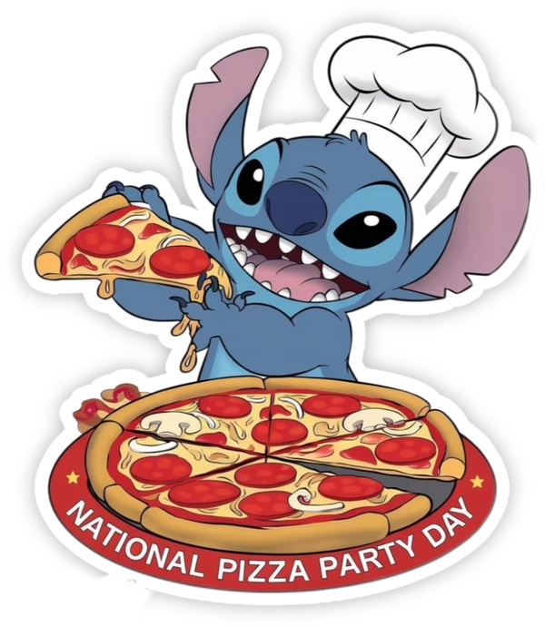 sticker stitch ăn pizza