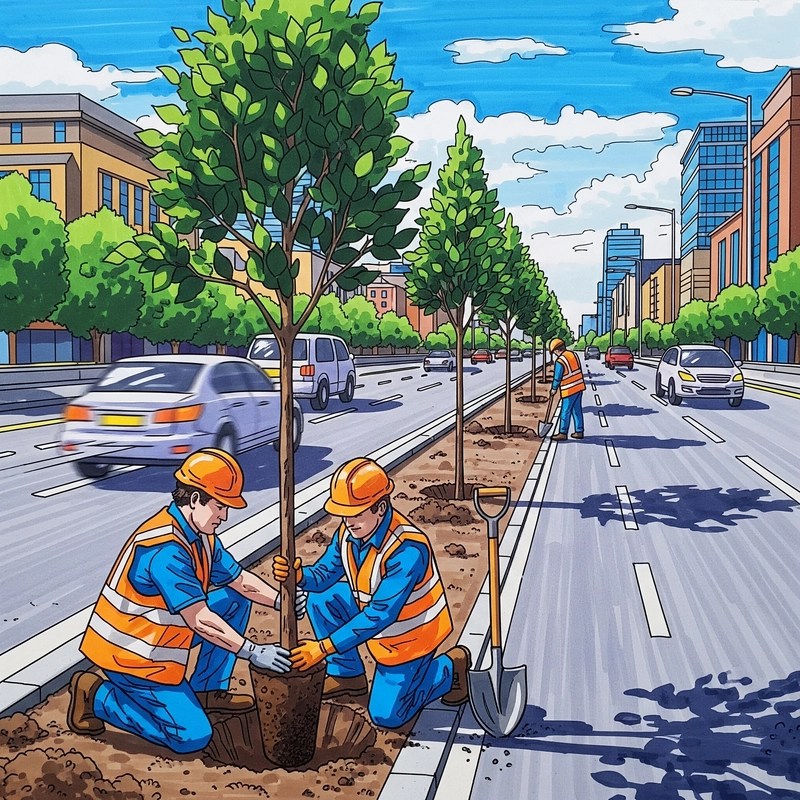 tranh bé vẽ hoạt động trồng cây