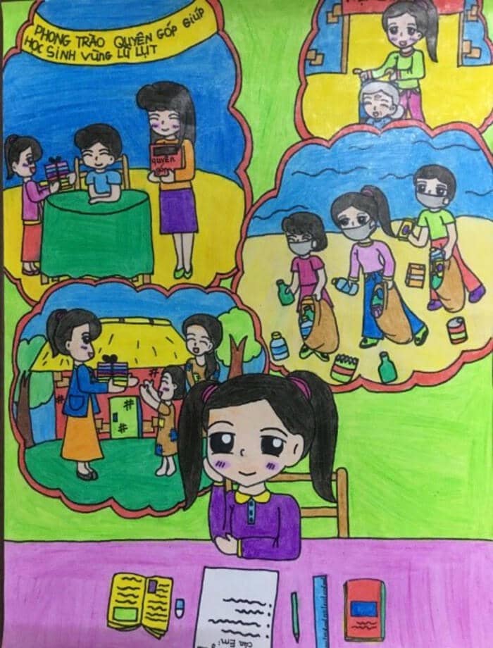 tranh chủ đề tình cảm gia đình lớp 6