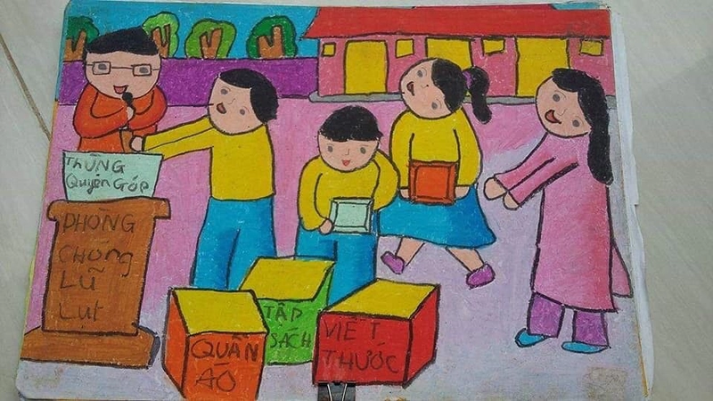 tranh đề tài hoạt động thiện nguyện