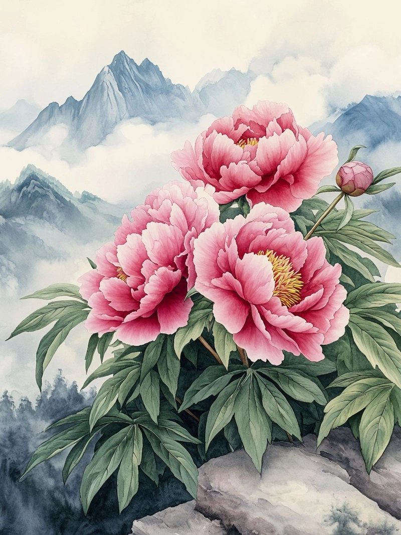 tranh hoa mẫu đơn Trung Quốc