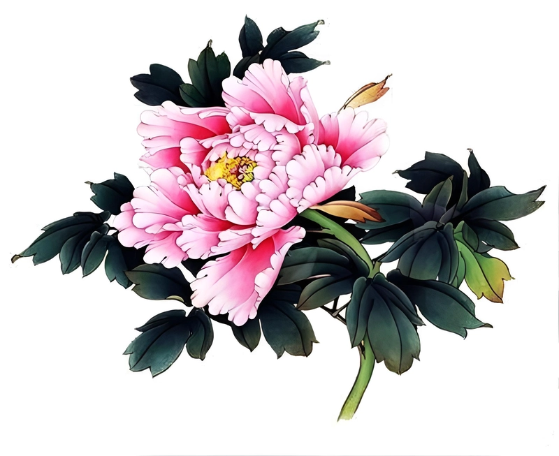 tranh hoa mẫu đơn đỏ truyền thống