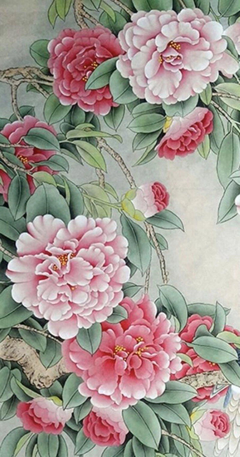 tranh hoa mẫu đơn phong cách cổ điển
