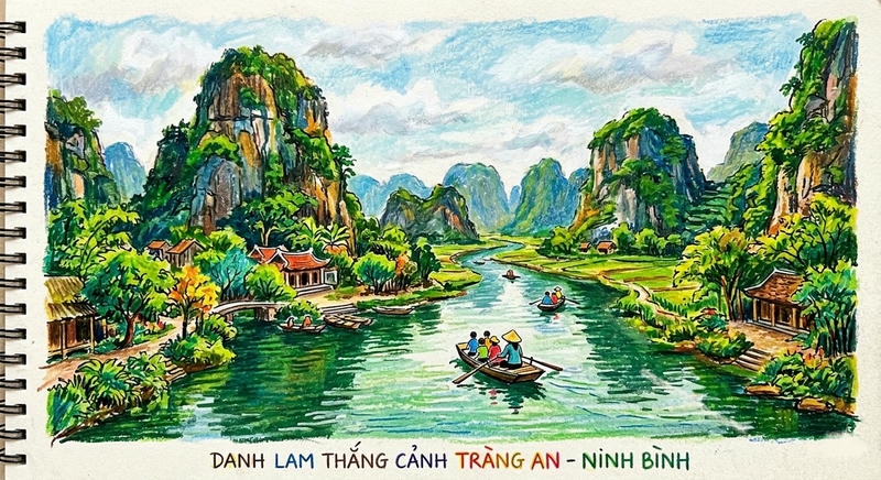 tranh phong cảnh Việt Nam dễ vẽ sáng tạo