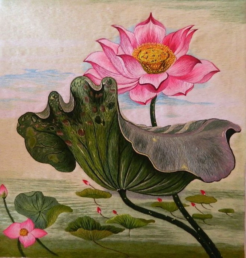 tranh tĩnh vật lọ hoa sen dễ vẽ