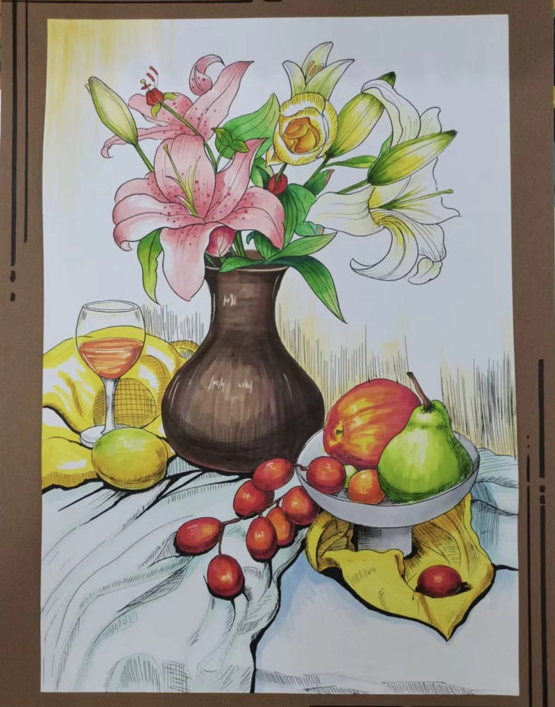 Gallery - 140+ mẫu vẽ tranh tĩnh vật có màu dành cho học sinh - image 9