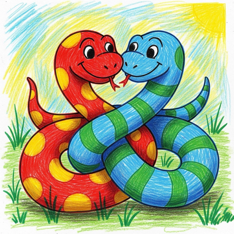 tranh vẽ 2 con rắn yêu thương nhau