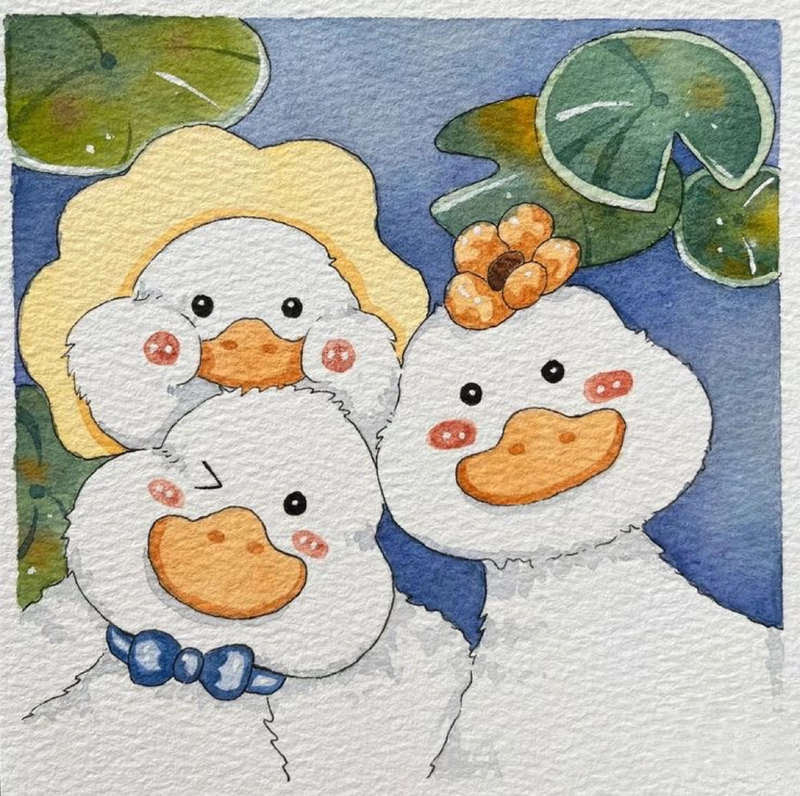 tranh vẽ 3 chú vịt cute