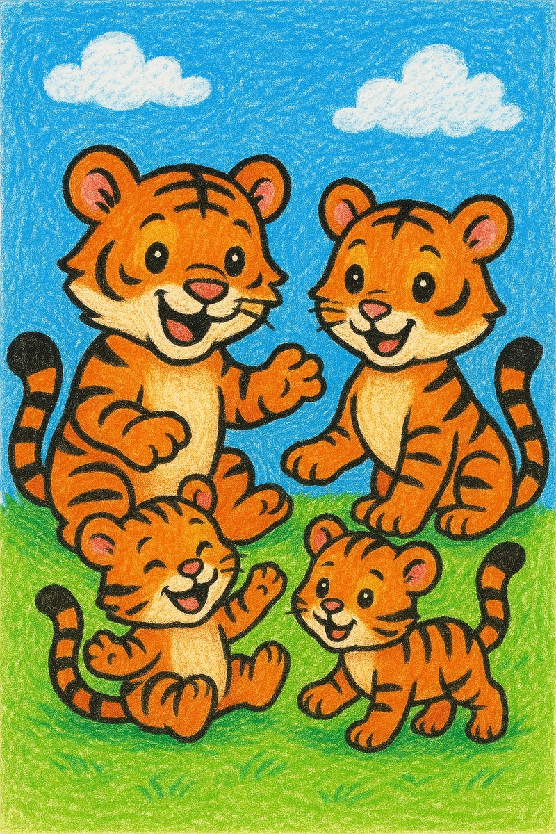tranh vẽ 4 con hổ