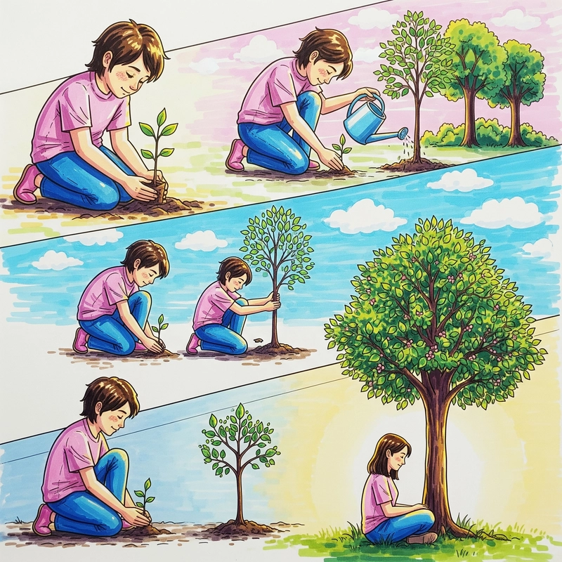 tranh vẽ Bác Hồ trồng cây xanh