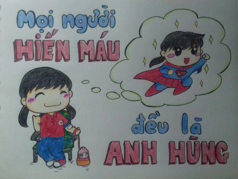 tranh vẽ Đoàn Thanh Niên hiến máu