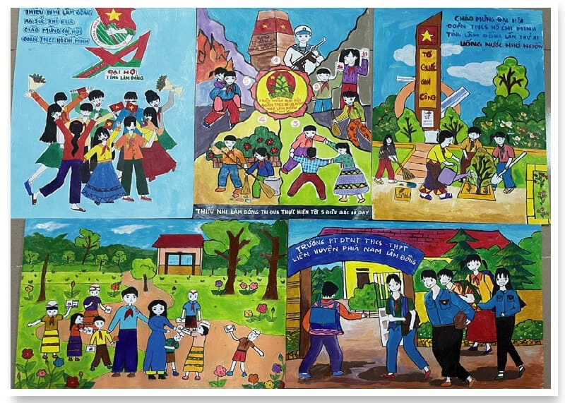 tranh vẽ Đoàn Thanh Niên màu nước