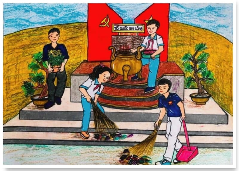 tranh vẽ Đoàn Thanh Niên ở nông thôn