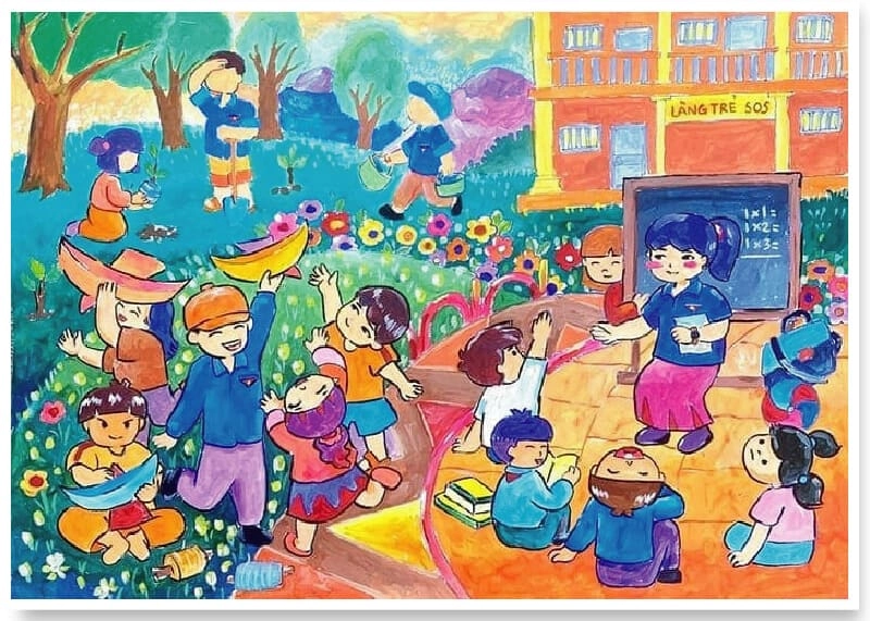 tranh vẽ Đoàn Thanh Niên ở vùng cao