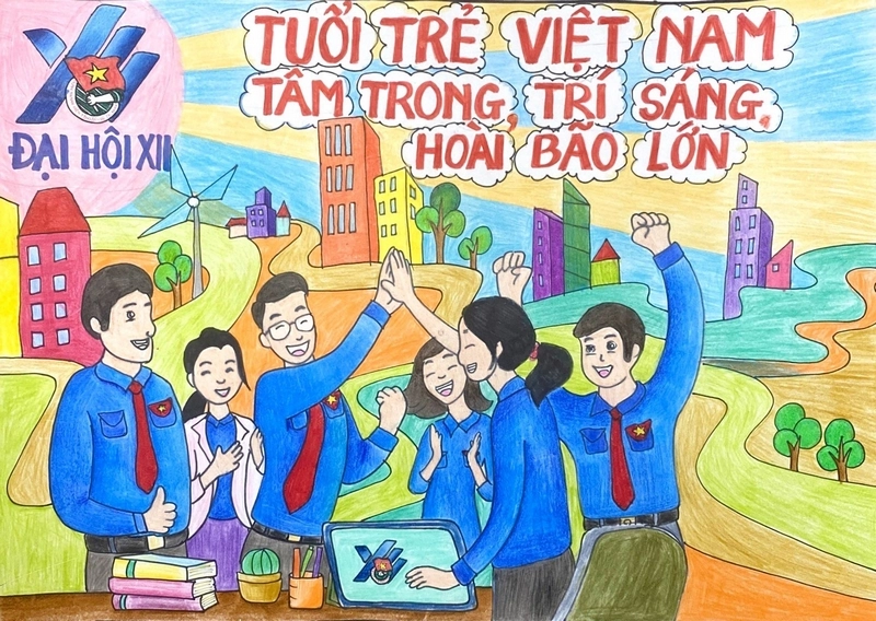 tranh vẽ Đoàn Thanh Niên thể thao