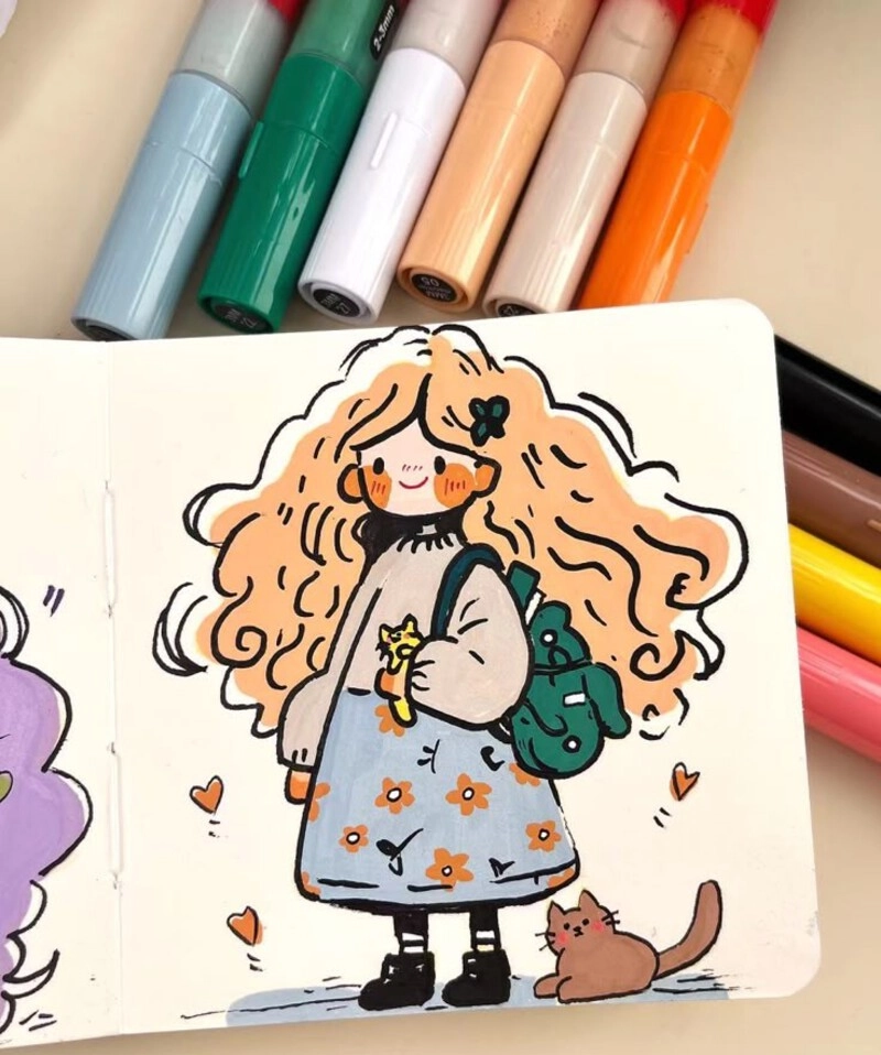 vẽ nhân vật anime nữ cute dễ thương