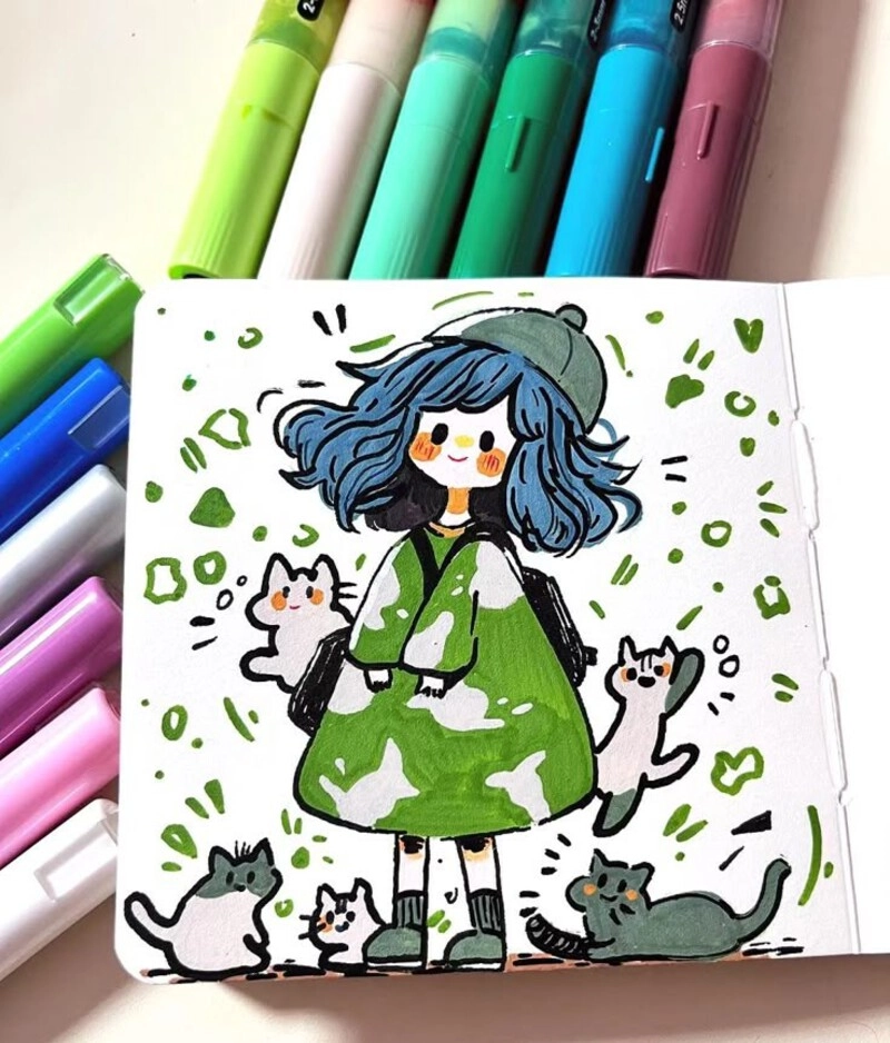 hình vẽ chân dung anime nữ đơn giản