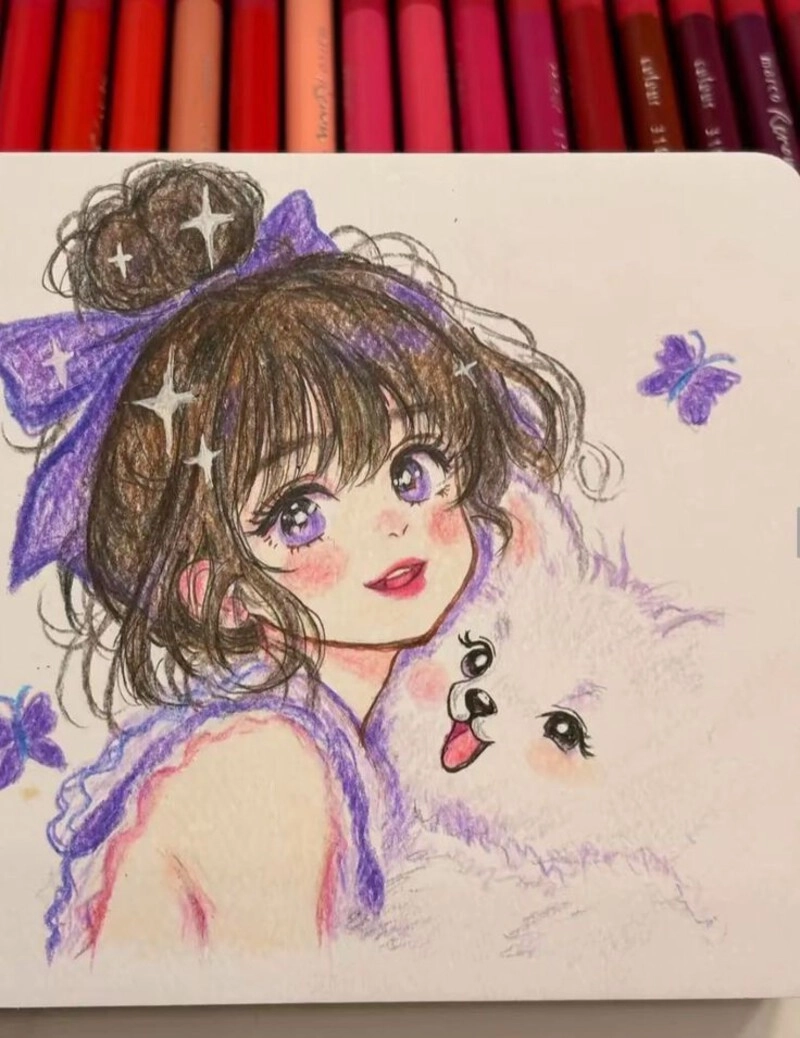 tranh vẽ anime phong cách nữ sinh