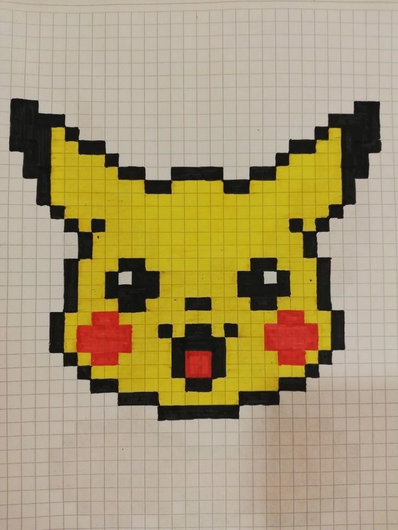 tranh vẽ bằng ô vuông pikachu