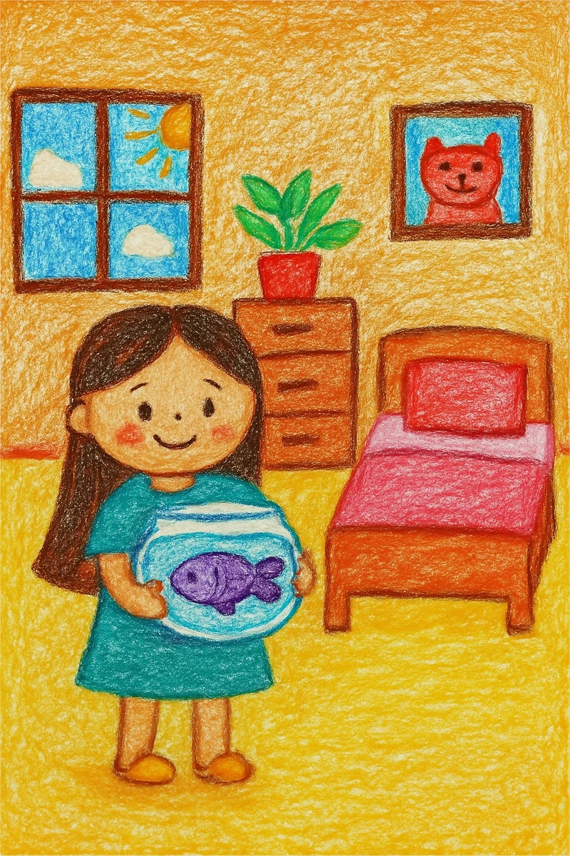 tranh vẽ bể cá trong nhà em