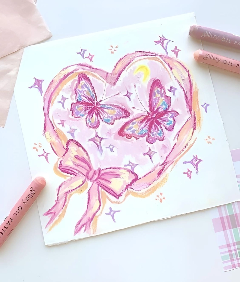 tranh vẽ bươm bướm nhẹ nhàng ngọt ngào