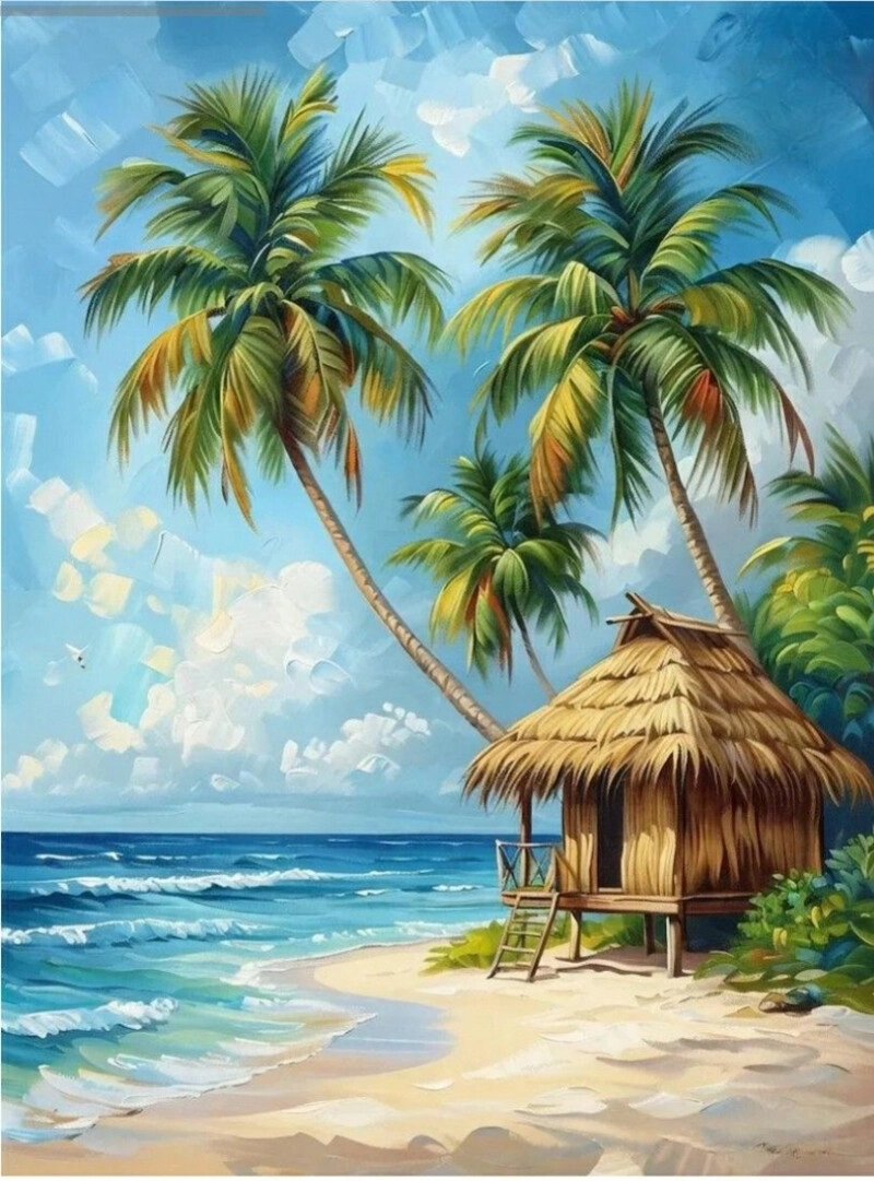 tranh vẽ cảnh biển cả bao la xanh mát