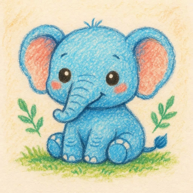 tranh vẽ chú voi cực dễ vẽ cho bé