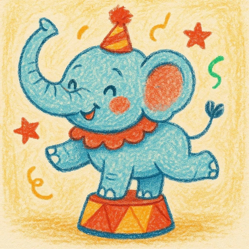 tranh vẽ chú voi dễ thương
