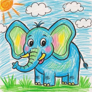 tranh vẽ chú voi rất dễ vẽ