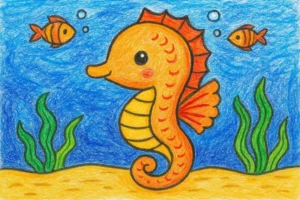 tranh vẽ con cá ngựa