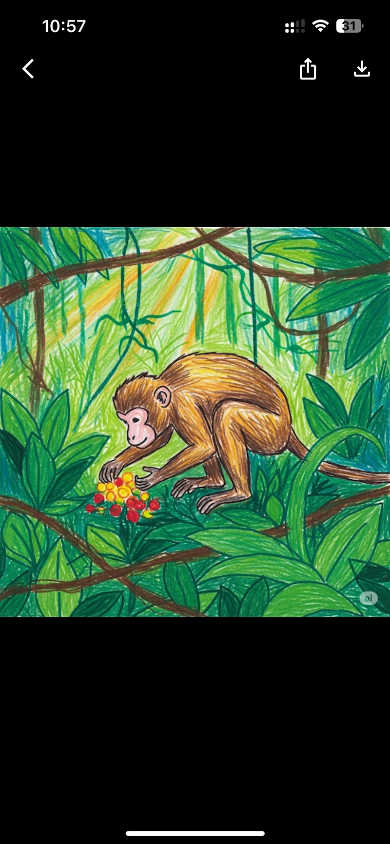 tranh vẽ con khỉ bằng màu chì