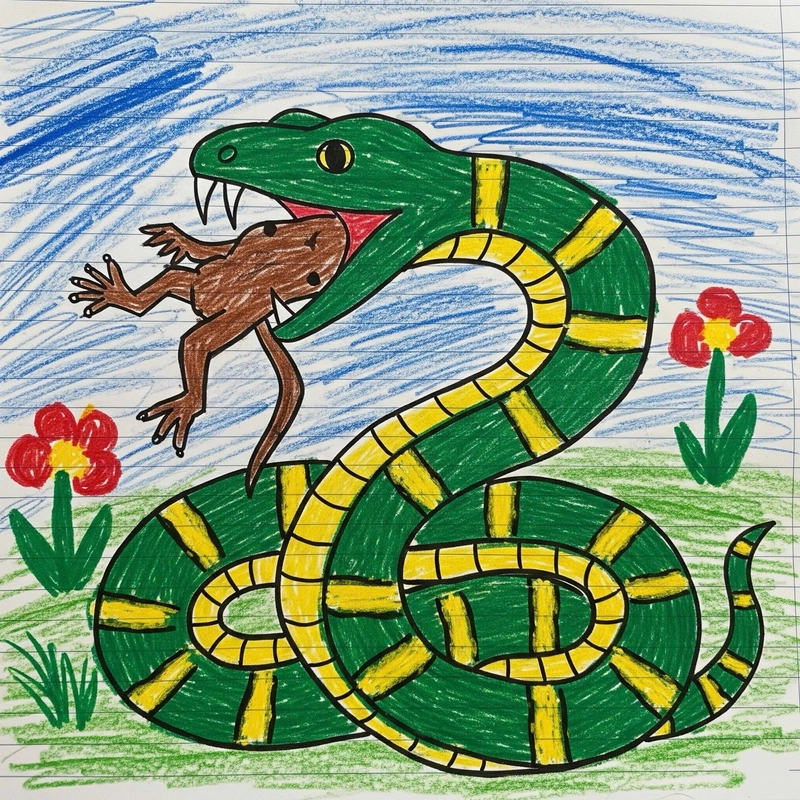 tranh vẽ con rắn săn mồi