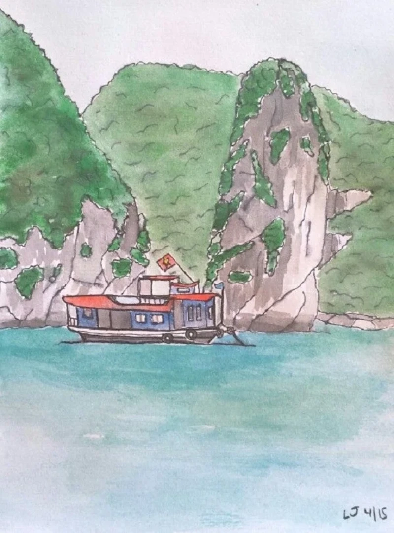 vẽ danh lam thắng cảnh đơn giản 
