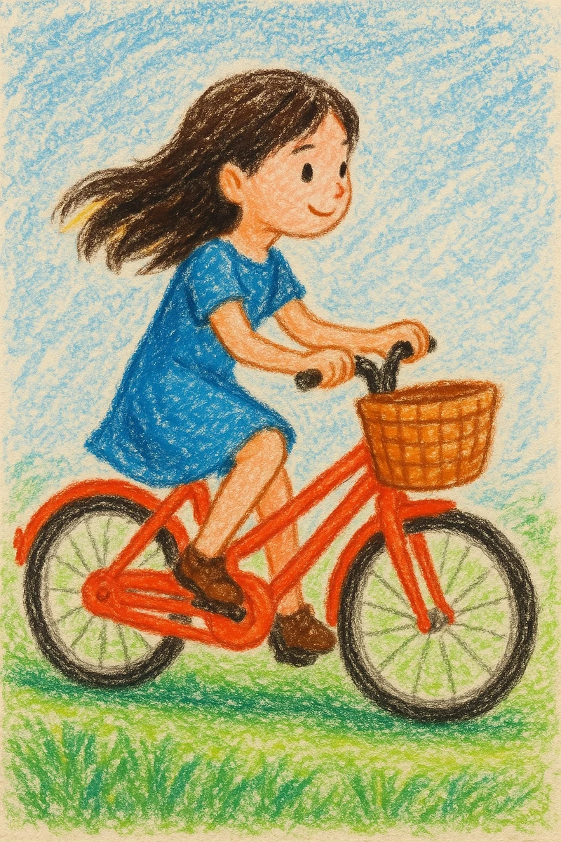 tranh vẽ đạp xe gái