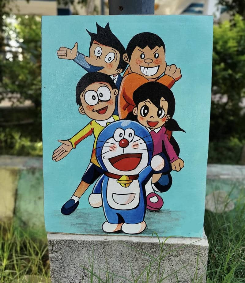tranh vẽ doremon và những người bạn