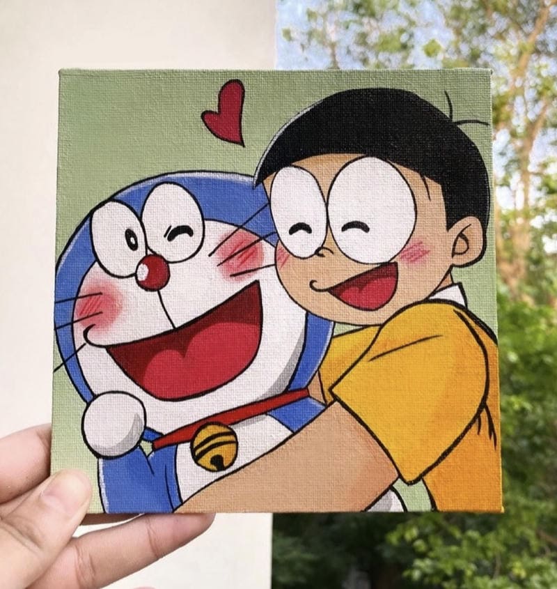 tranh vẽ doremon và nobita tình bạn