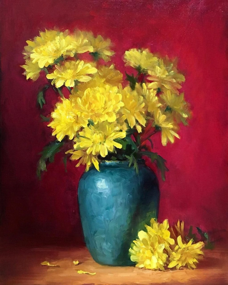 tranh vẽ hoa cúc