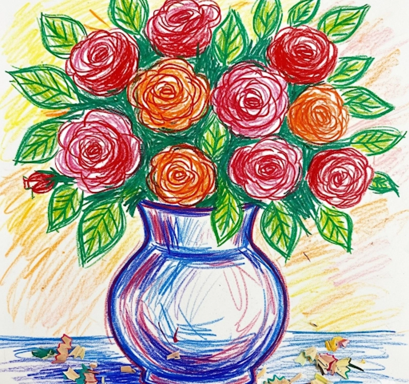 tranh vẽ hoa hồng đơn giản